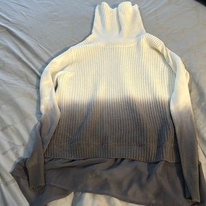 New York and Company cowl neck sweater gray and white ombre